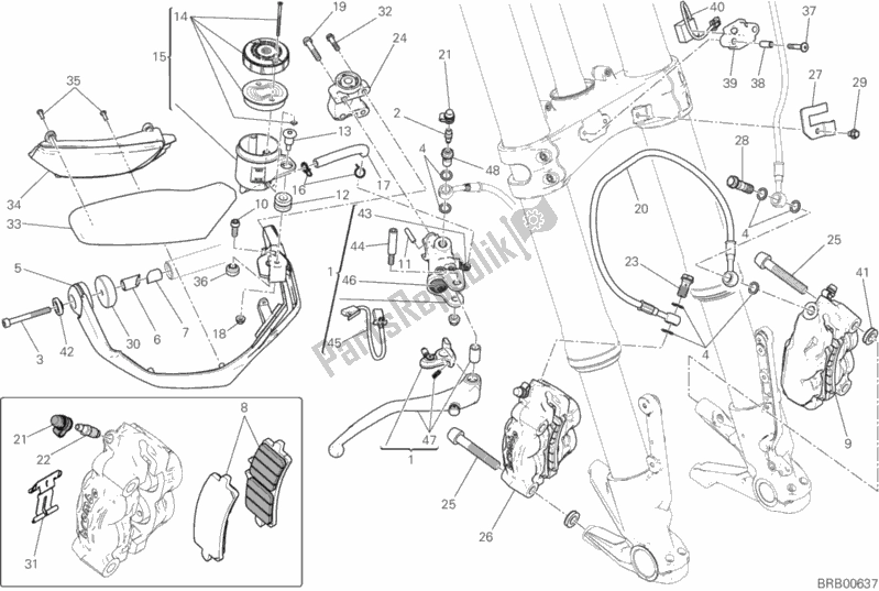 All parts for the Front Brake System of the Ducati Multistrada 1200 S Thailand 2018
